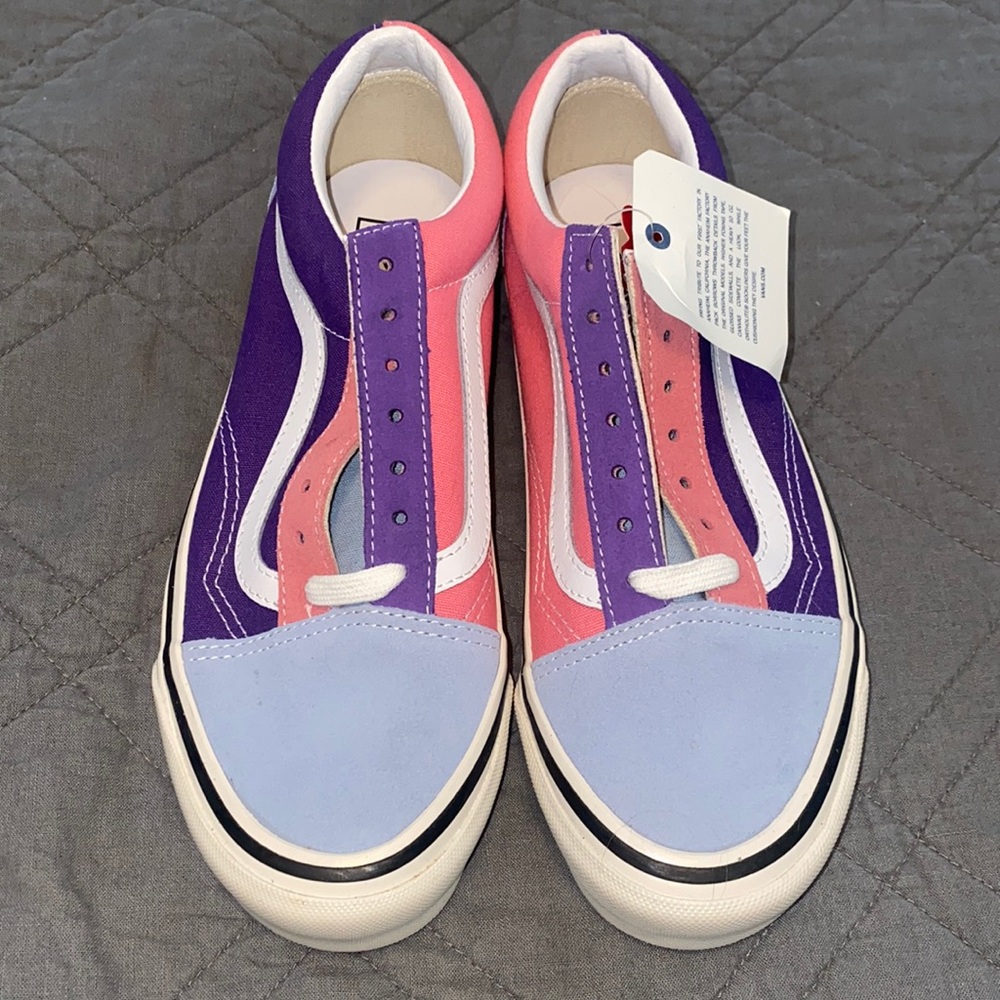 New Vans Tennis Shoes 7.5 Pink Blue Purple Old School white stripe skater pastel